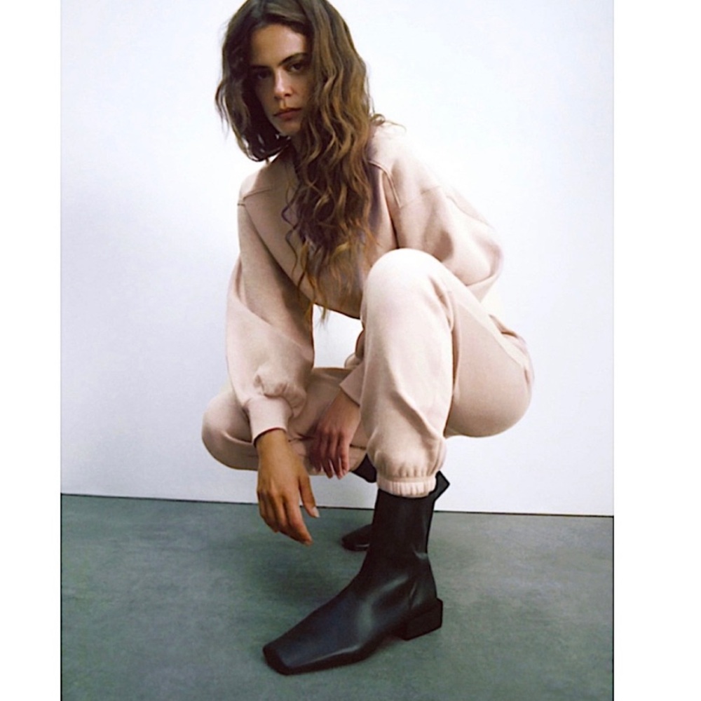Low heel square toe booties